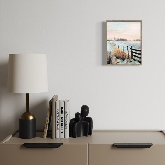 Original Oil Painting Landscape Winter Snow Rural Country Sunset Art 8x10 Signed - Picture 5 of 7